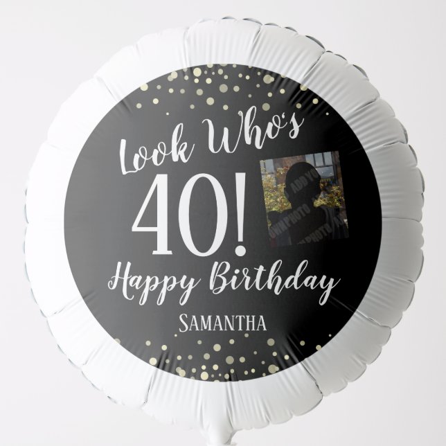 40th Birthday Confetti photo Balloon (Front)