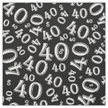 40th Birthday Cool Number Pattern Black/White Fabric