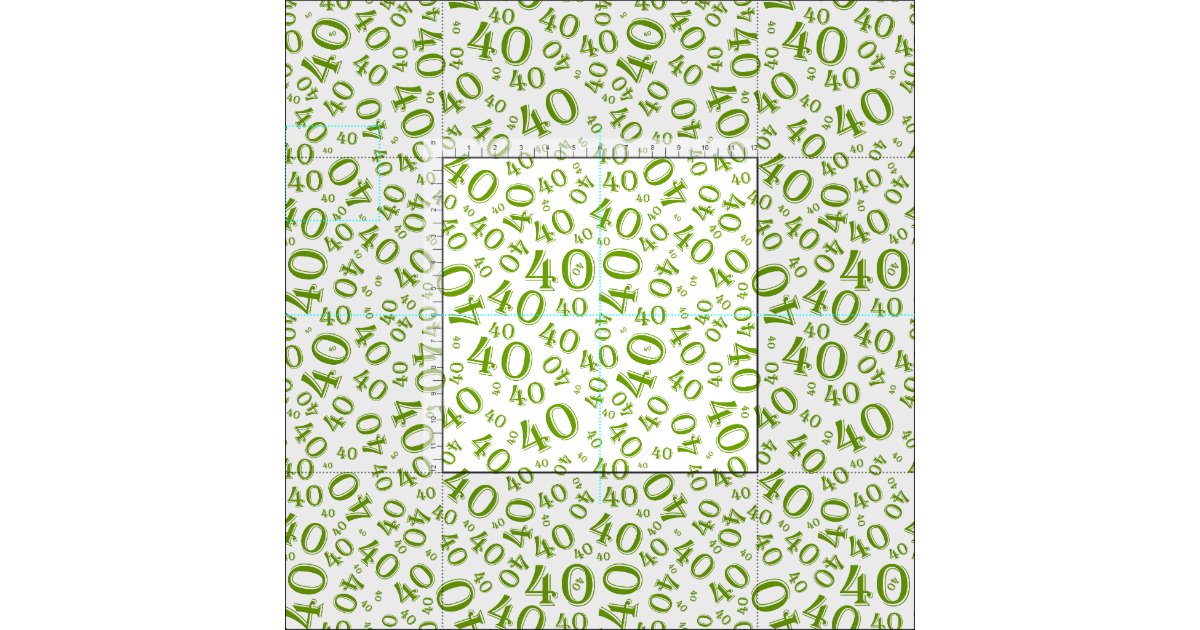 40th Birthday Cool Number Pattern Green/White Fabric | Zazzle