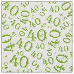 40th Birthday Cool Number Pattern Green/White Fabric