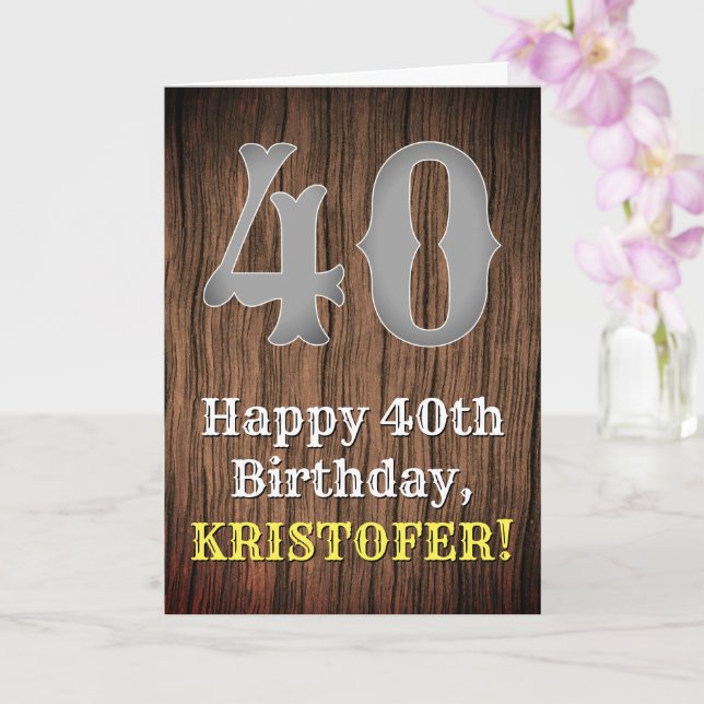 40th Birthday: Country Western Inspired Look, Name Card (Orchid)