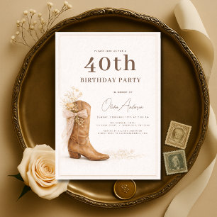 40th Birthday Cowgirl Floral Party Invitation