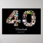 40th Birthday Create Your Own 40 Photo Poster<br><div class="desc">A unique 40th keepsake gift for anyone celebrating the big 40. A truly wonderful way to say happy 40th Birthday to somebody special with a unique classical design multi photo wall poster. Use your photographs of family or friends to design this item of home wall decor. Your Instagram style photography...</div>