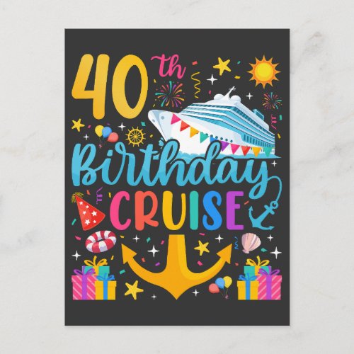 40th Birthday Cruise B_Day Party Postcard