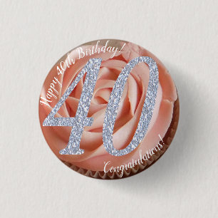 40th Birthday Cupcake 3 Cm Round Badge Button