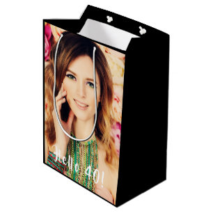 40th birthday custom photo hello 40 forty medium gift bag