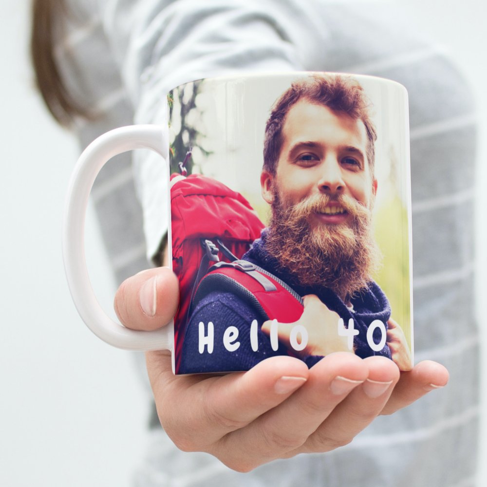 Discover 40th Birthday Custom Photo Hello 40 Guy Man Custom Coffee Mug Gift