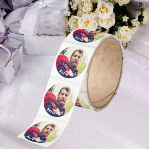 40th birthday custom photo hello 40 guys classic round sticker