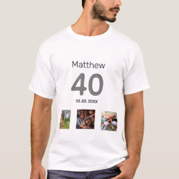 40th birthday custom photo monogram guy T-Shirt
