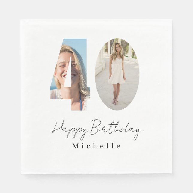 40th Birthday Custom Photo  Napkins (Front)
