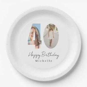 40th Birthday Custom Photo Paper Plates