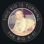 40th Birthday Custom Photo Stickers<br><div class="desc">'This Kid is Turning 40' 40th birthday party custom photo stickers. Add to drinks cups,  dessert cups,  or napkins to create a personal touch.</div>