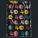 40th Birthday Customize Photo Medium Gift Bag<br><div class="desc">Fun 40th year old birthday pattern to celebrate this milestone year. Customize the zero with your birthday buddy's picture.</div>