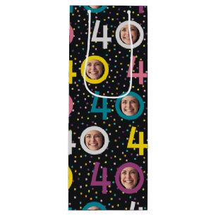 40th Birthday Customize Photo Wine Gift Bag