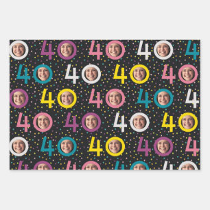 40th Birthday Customize Photo Wrapping Paper Sheets