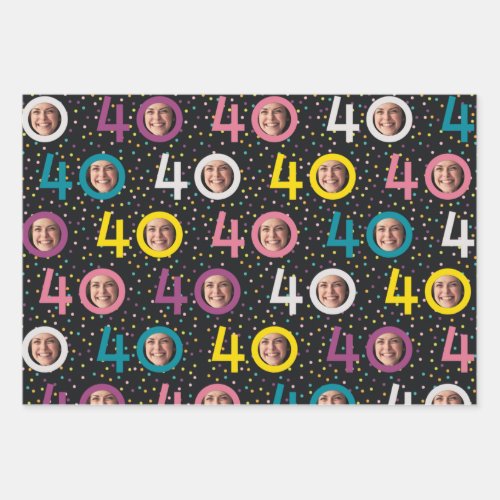 40th Birthday Customize Photo Wrapping Paper Sheets