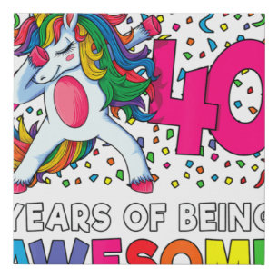 40th Birthday Dabbing Unicorn Party Gift 40 Years Faux Canvas Print