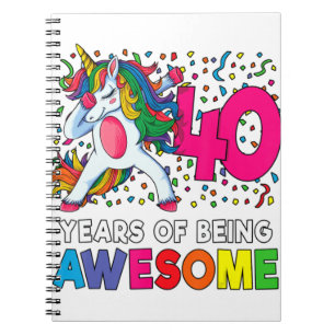 40th Birthday Dabbing Unicorn Party Gift 40 Years Notebook