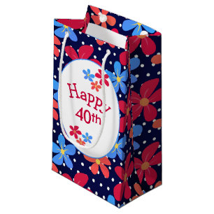40th Birthday Daisies On Polka Dots Small Gift Bag