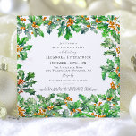 40th Birthday December Birth Flower Holly Square Invitation<br><div class="desc">Festive holly and berry birthday invitation is perfect for your December birthday party. Bright green holly is decorated with deep red berries. Holly is also the December birth flower which represents happiness,  joy,  good luck and respect. All of the text is editable.</div>