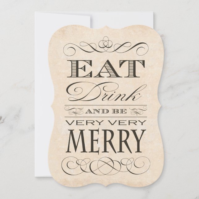 40th Birthday Dinner Party Eat Drink and be Merry Invitation (Front)