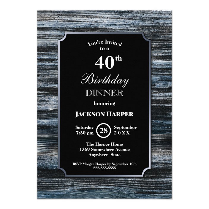 40th Birthday Dinner Wood Party Invitation