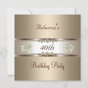40th Birthday Elegant Coffee Cream Biege Invite