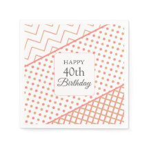 40th Birthday Elegant Coral Geometric