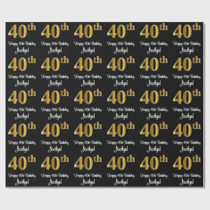 40th Birthday: Elegant Luxurious Faux Gold Look # Wrapping Paper