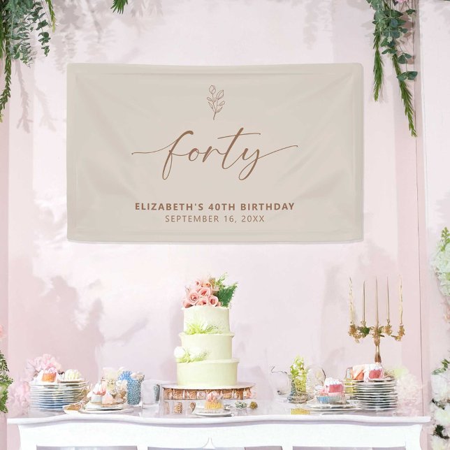 40th Birthday Elegant Minimal Boho Banner (Creator Uploaded)