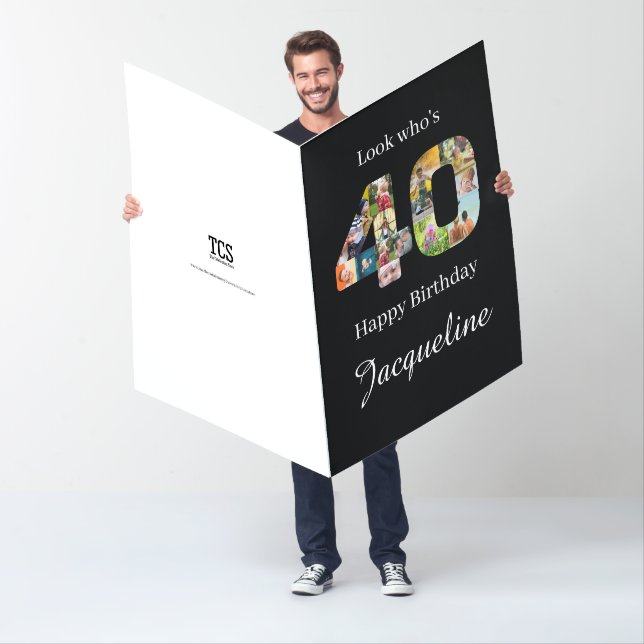 40th Birthday Elegant Photo Collage Card (In Situ)