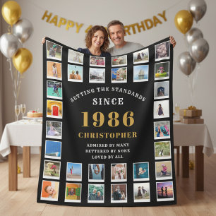 40th Birthday Family Memories Photo Collage Fleece Blanket