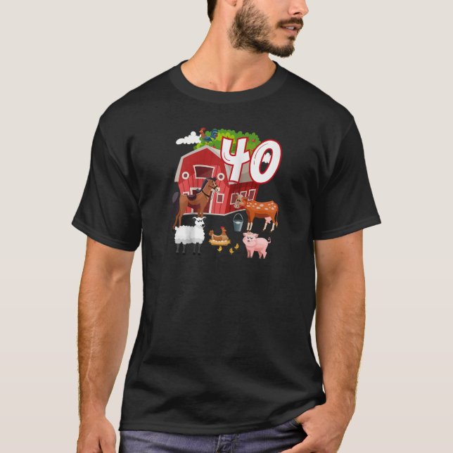 40th Birthday Farming Farm Animal 40 Year Old B Da T-Shirt (Front)