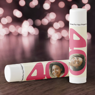 40th Birthday favor pink cream 40 name and photo  Lip Balm