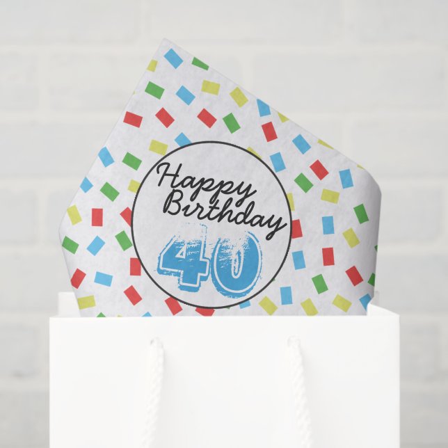 40th Birthday Festive Colorful Tissue Paper (Gift Bag)