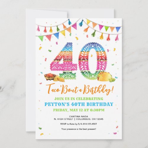 40th Birthday Fiesta Invitation 