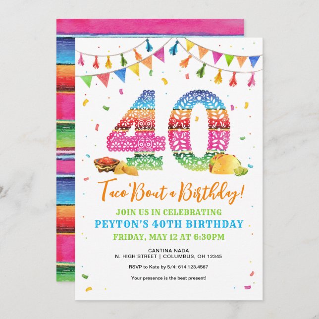 40th Birthday Fiesta Invitation  (Front/Back)