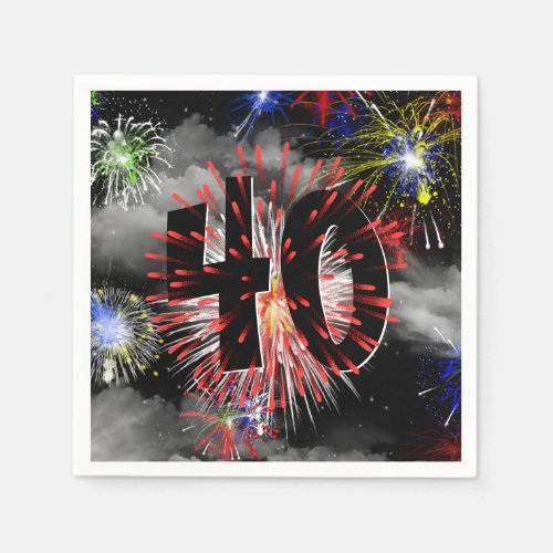 40th Birthday Fireworks In Clouds Napkins