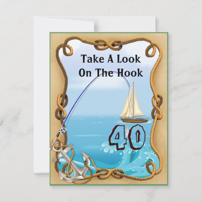 40th Birthday Fishing Invitations for MEN (Front)