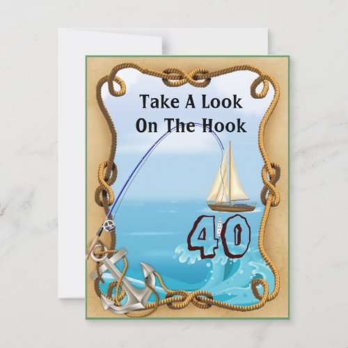 40th Birthday Fishing Invitations for MEN