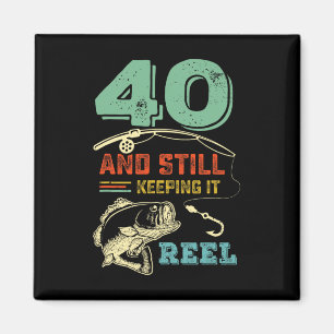 40th Birthday Fishing Turning 40 Fisherman Mens Pu Magnet