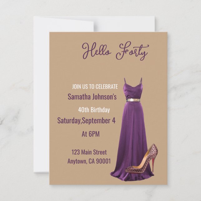 40th birthday flat Invitation (Front)