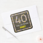 [ Thumbnail: 40th Birthday: Floral Number, Faux Wood Look, Name Sticker ]