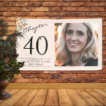 40th Birthday Floral Pink Photo Banner<br><div class="desc">Celebrate your loved one's birthday in style with a floral birthday banner featuring their favorite photo. Discover how this high-quality,  customizable banner can elevate any birthday celebration and create a lasting impression for the birthday honoree.</div>