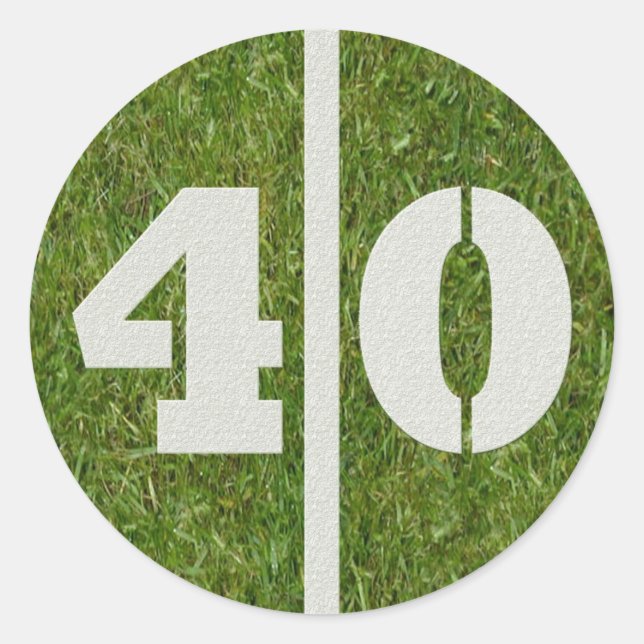 40th Birthday Football Sticker (Front)