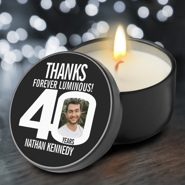 40th birthday forever luminous black white photo mini candle favors (Creator Uploaded)