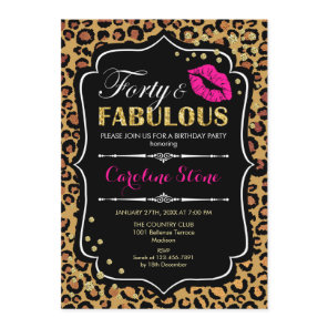 40th Birthday - Forty Fabulous Leopard Print Invitation