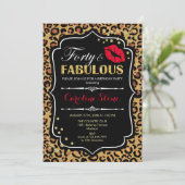 40th Birthday - Forty Fabulous Leopard Print Invitation (Standing Front)