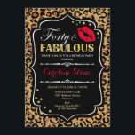 40th Birthday - Forty Fabulous Leopard Print Invitation<br><div class="desc">40th Birthday Invitation.
Elegant black white design with faux glitter gold. Features red lips kiss,  leopard print,  confetti and script font. Perfect for an elegant birthday party. Forty Fabulous! Message me if you need further customization.</div>