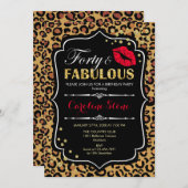 40th Birthday - Forty Fabulous Leopard Print Invitation (Front/Back)
